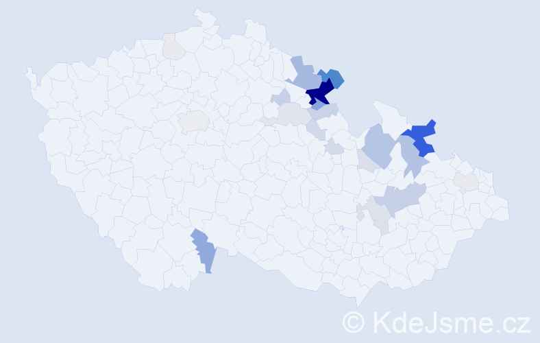 Příjmení: 'Lantová', počet výskytů 98 v celé ČR