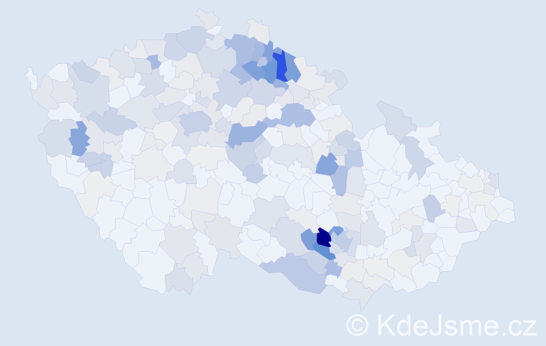 Příjmení: 'Patočka', počet výskytů 889 v celé ČR