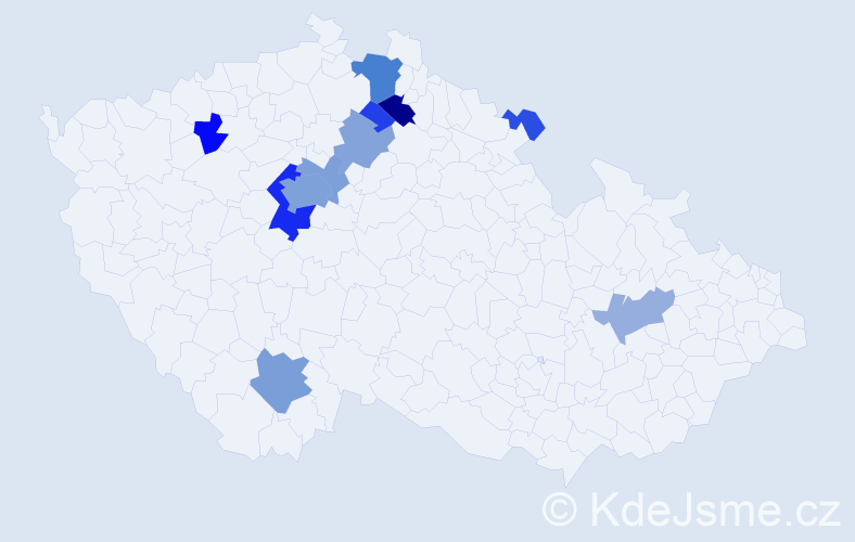 Příjmení: 'Chundelová', počet výskytů 44 v celé ČR