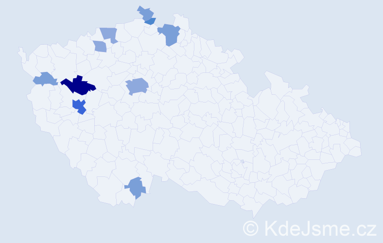 Příjmení: 'Běláčová', počet výskytů 25 v celé ČR