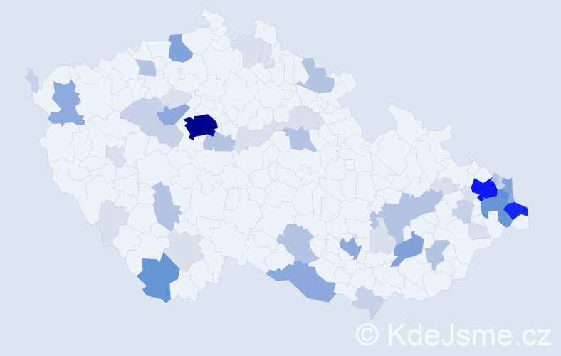 Příjmení: 'Madejová', počet výskytů 188 v celé ČR