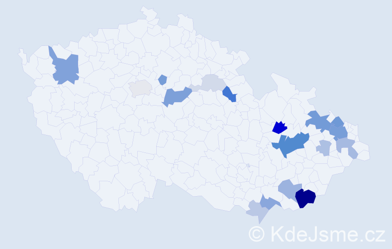 Příjmení: 'Pešátová', počet výskytů 54 v celé ČR