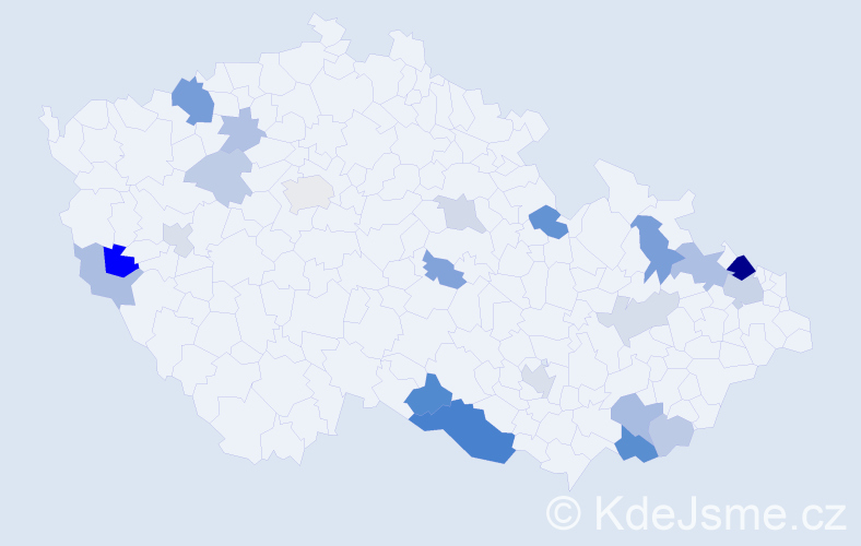 Příjmení: 'Černajová', počet výskytů 48 v celé ČR