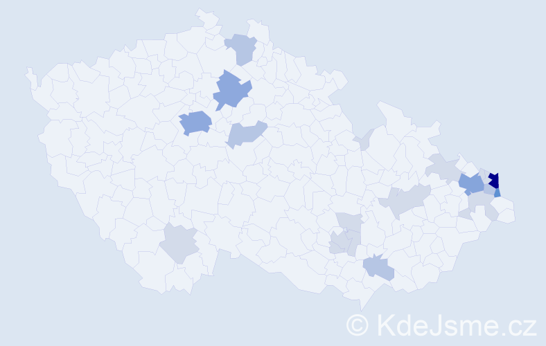 Příjmení: 'Karpeta', počet výskytů 53 v celé ČR