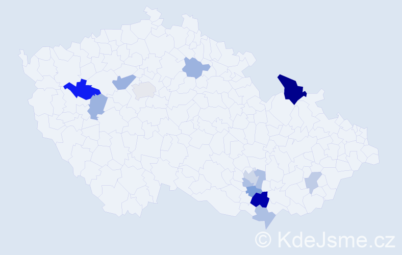 Příjmení: 'Novotňák', počet výskytů 23 v celé ČR