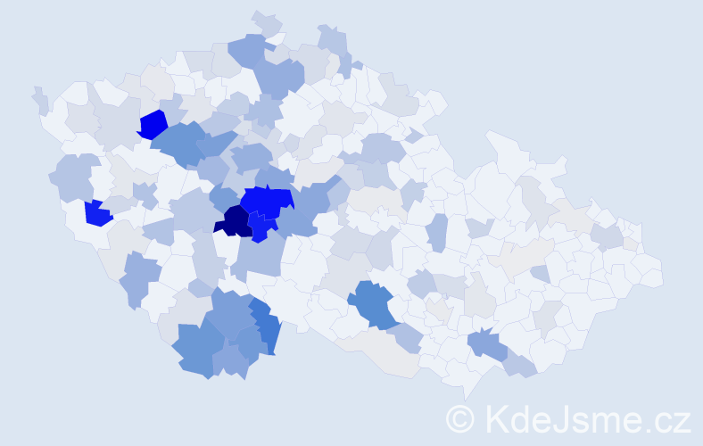 Příjmení: 'Kuthan', počet výskytů 458 v celé ČR