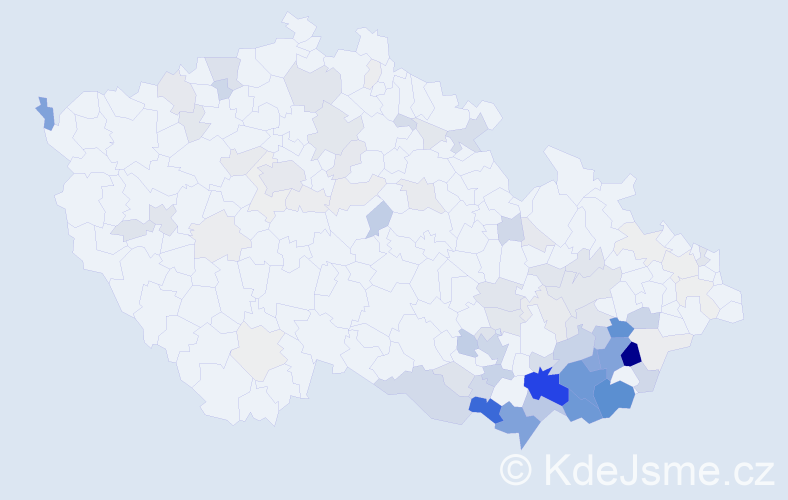 Příjmení: 'Kolajová', počet výskytů 378 v celé ČR