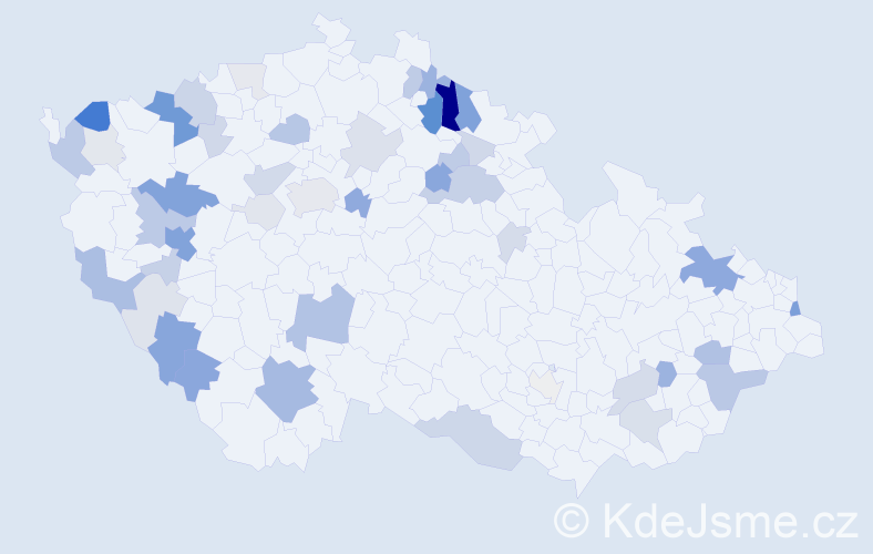 Příjmení: 'Rypl', počet výskytů 153 v celé ČR