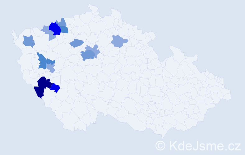 Příjmení: 'Křesáková', počet výskytů 34 v celé ČR