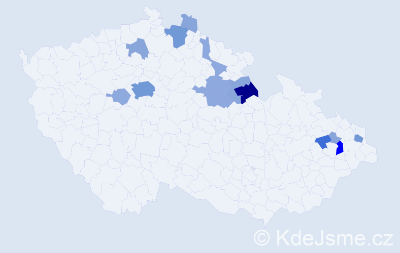 Příjmení: 'Podstavková', počet výskytů 46 v celé ČR