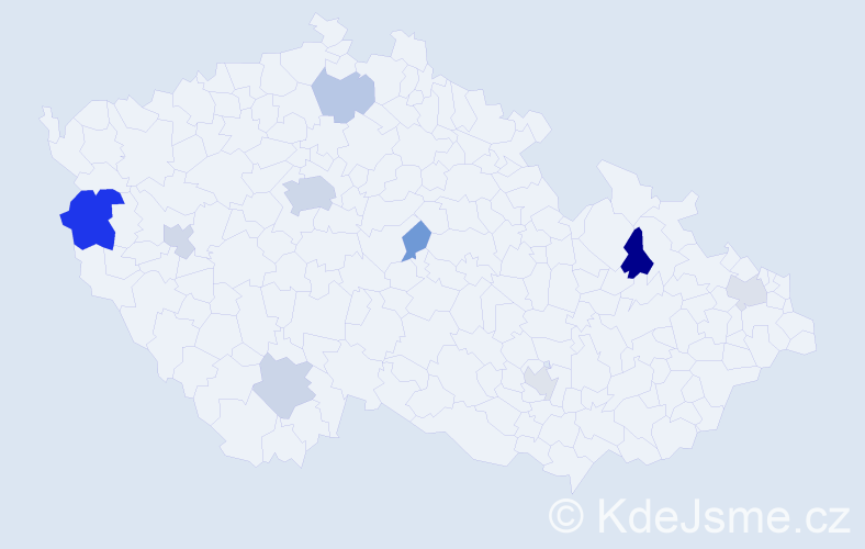 Příjmení: 'Havaš', počet výskytů 17 v celé ČR