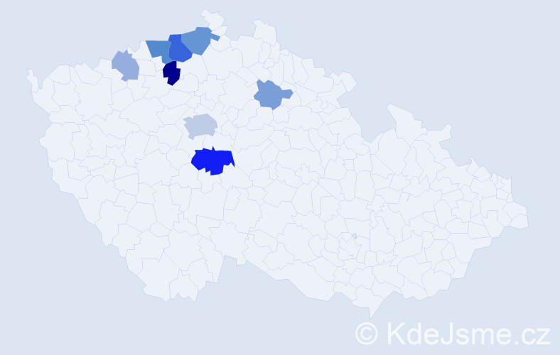 Příjmení: 'Havlata', počet výskytů 21 v celé ČR