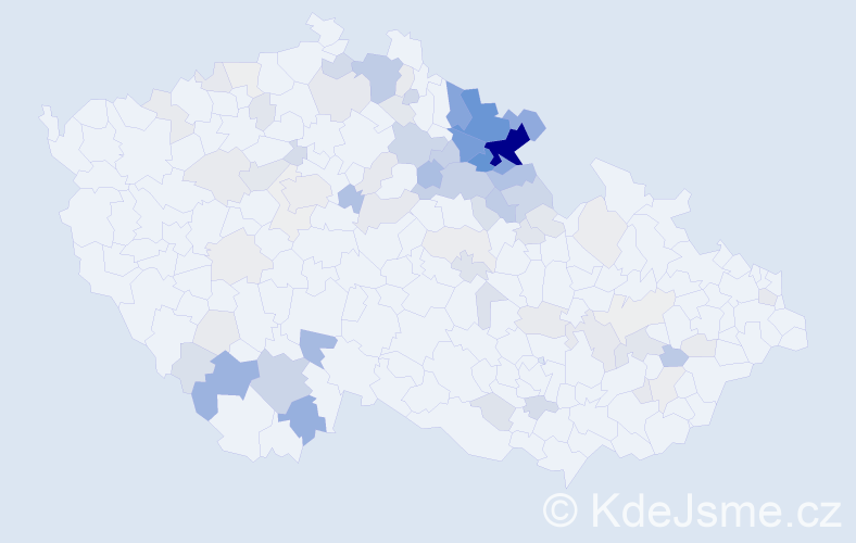 Příjmení: 'Mertlíková', počet výskytů 266 v celé ČR