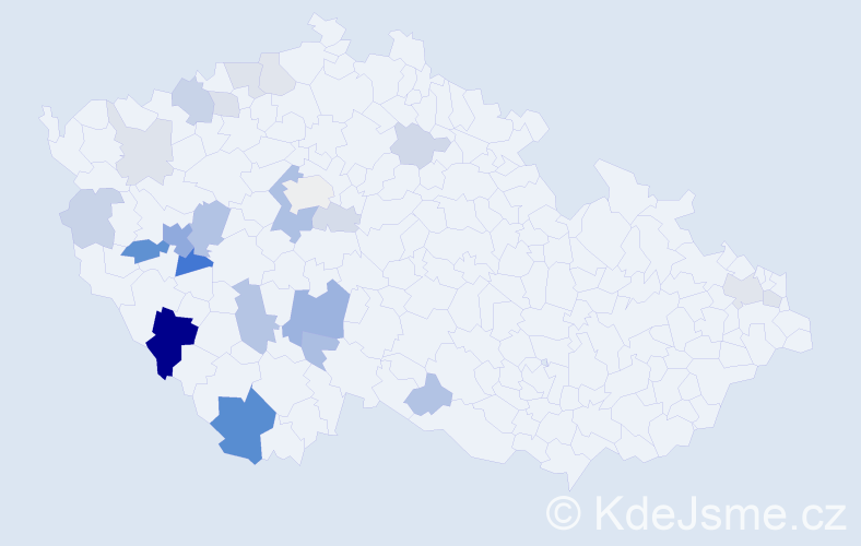 Příjmení: 'Choulíková', počet výskytů 55 v celé ČR