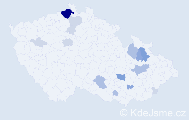 Příjmení: 'Baštrnáková', počet výskytů 42 v celé ČR