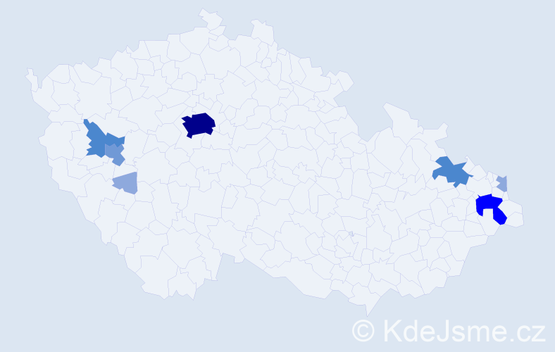 Příjmení: 'Eleková', počet výskytů 20 v celé ČR
