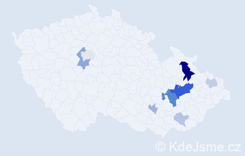 Příjmení: 'Kubes', počet výskytů 26 v celé ČR