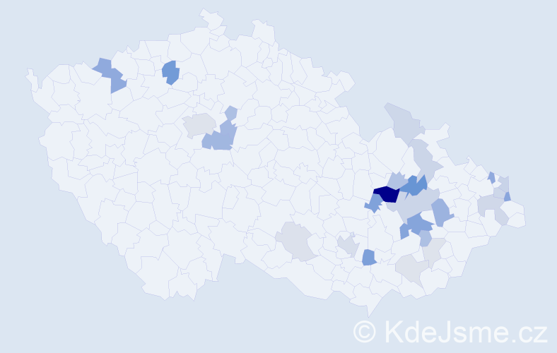 Příjmení: 'Kabelík', počet výskytů 65 v celé ČR