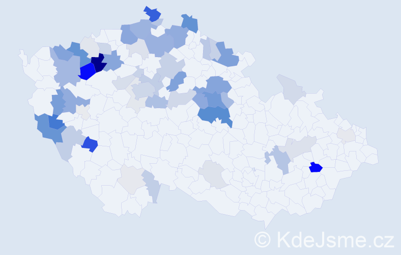 Příjmení: 'Kocek', počet výskytů 201 v celé ČR