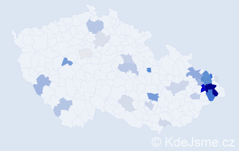 Příjmení: 'Kološ', počet výskytů 99 v celé ČR