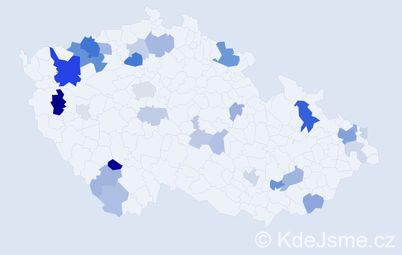 Příjmení: 'Kočanová', počet výskytů 74 v celé ČR