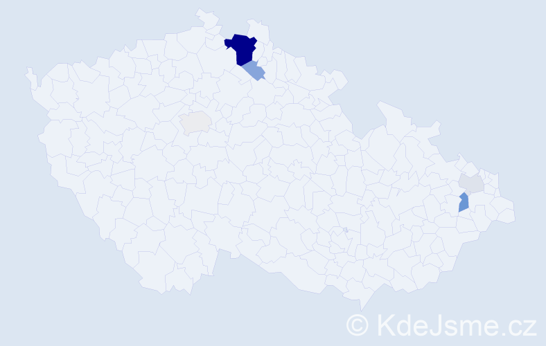 Příjmení: 'Honsejková', počet výskytů 19 v celé ČR