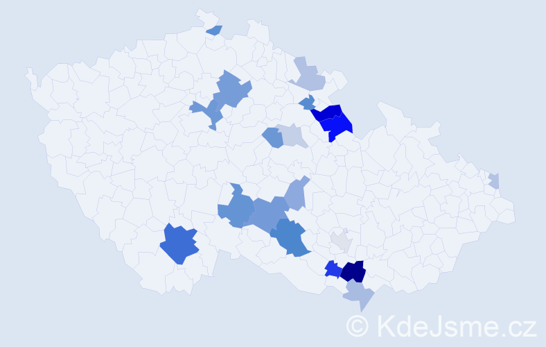 Příjmení: 'Lopatářová', počet výskytů 41 v celé ČR