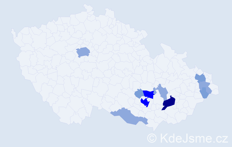 Příjmení: 'Vdolečková', počet výskytů 28 v celé ČR