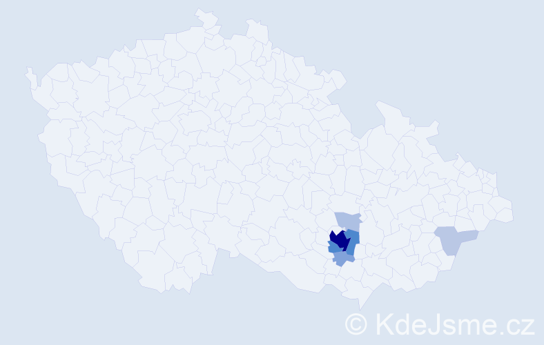 Příjmení: 'Zaplatilová', počet výskytů 38 v celé ČR