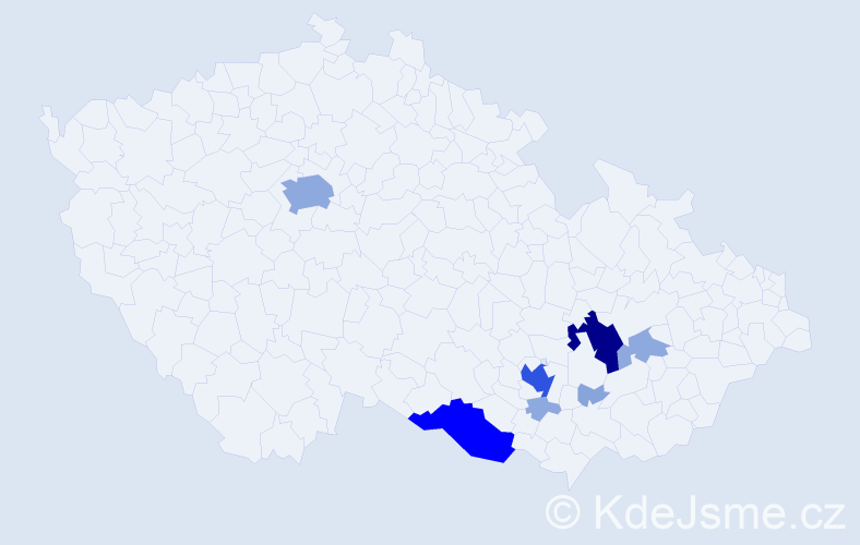 Příjmení: 'Volec', počet výskytů 40 v celé ČR