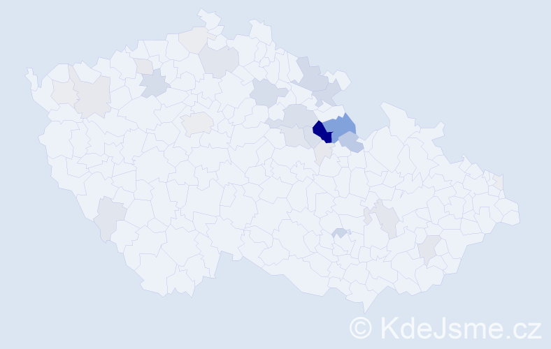 Příjmení: 'Kapucián', počet výskytů 104 v celé ČR