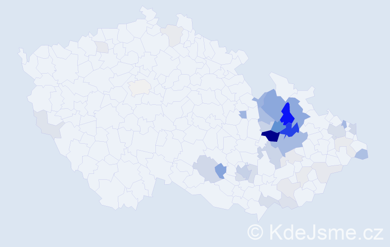 Příjmení: 'Čiklová', počet výskytů 122 v celé ČR