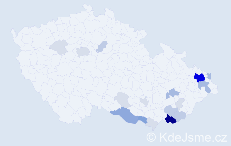 Příjmení: 'Šmahaj', počet výskytů 67 v celé ČR