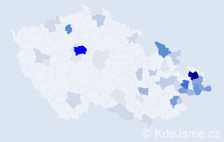 Příjmení: 'Závada', počet výskytů 205 v celé ČR