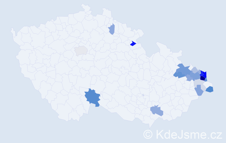 Příjmení: 'Kornas', počet výskytů 68 v celé ČR