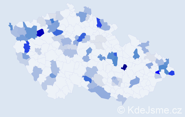 Příjmení: 'Bednárová', počet výskytů 213 v celé ČR