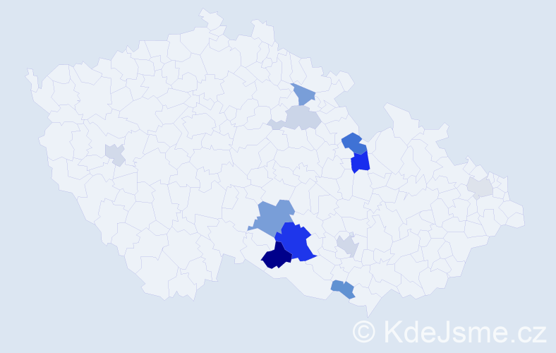 Příjmení: 'Vladeka', počet výskytů 23 v celé ČR