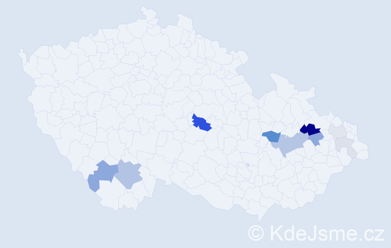 Příjmení: 'Leherová', počet výskytů 25 v celé ČR