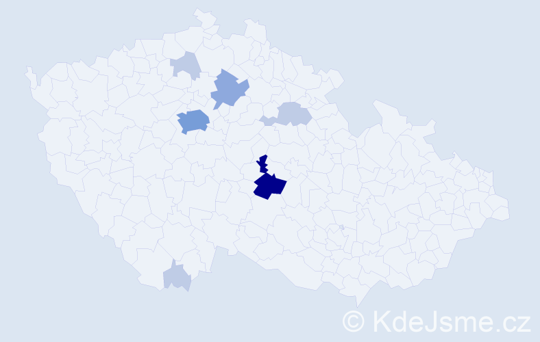 Příjmení: 'Cáp', počet výskytů 18 v celé ČR