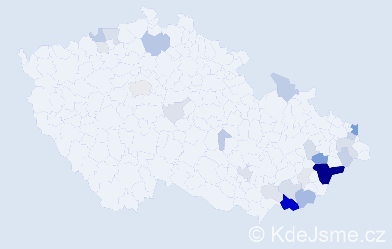 Příjmení: 'Bogar', počet výskytů 103 v celé ČR