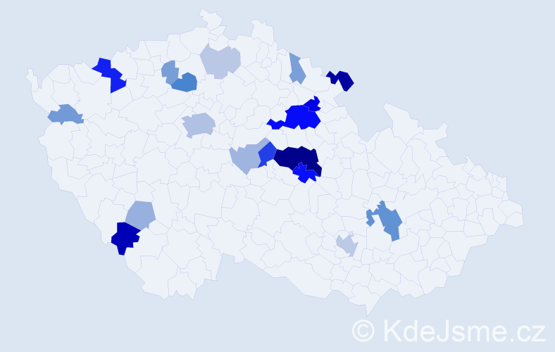 Příjmení: 'Štefcová', počet výskytů 59 v celé ČR