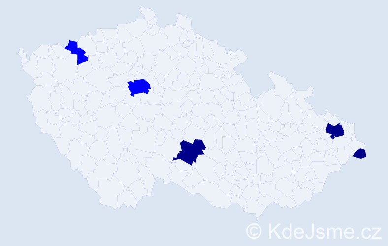 Příjmení: 'Kultán', počet výskytů 13 v celé ČR