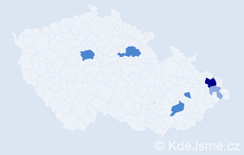 Příjmení: 'Ondrejček', počet výskytů 14 v celé ČR