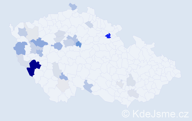 Příjmení: 'Mundl', počet výskytů 97 v celé ČR