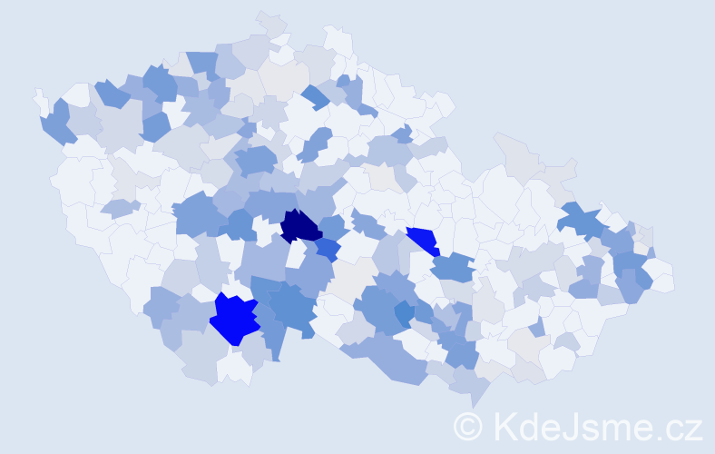 Příjmení: 'Chmel', počet výskytů 655 v celé ČR