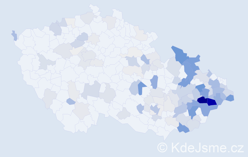Příjmení: 'Bártek', počet výskytů 524 v celé ČR