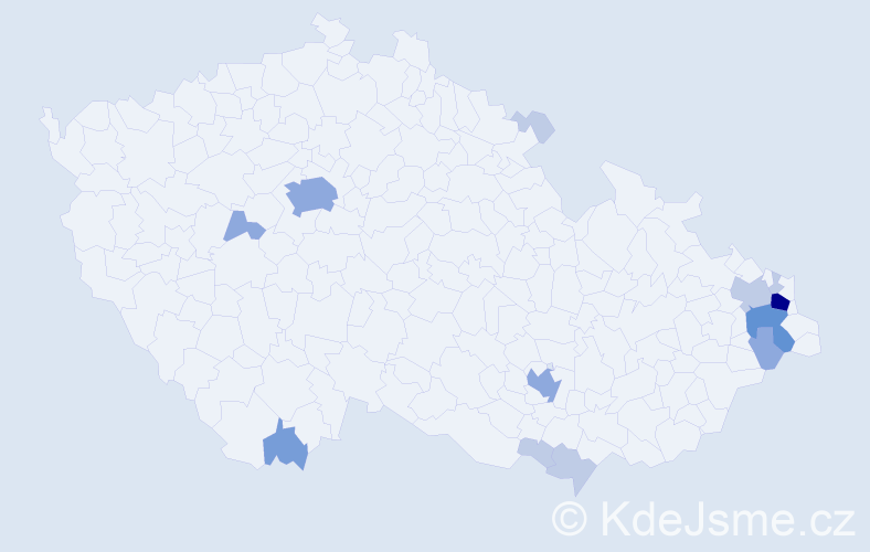 Příjmení: 'Pejková', počet výskytů 30 v celé ČR
