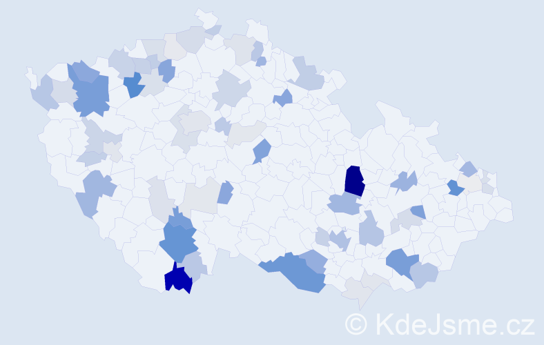 Příjmení: 'Ertl', počet výskytů 203 v celé ČR