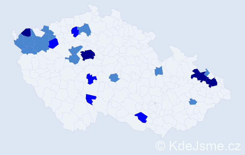 Příjmení: 'Uhliarová', počet výskytů 34 v celé ČR