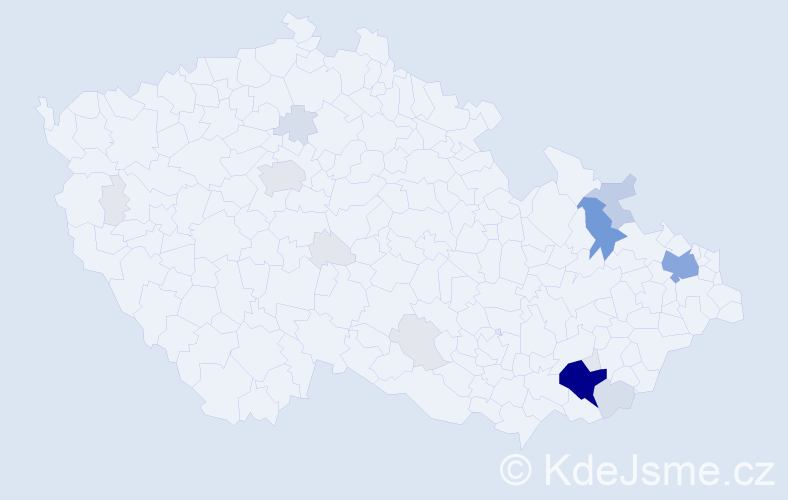 Příjmení: 'Kodrla', počet výskytů 75 v celé ČR